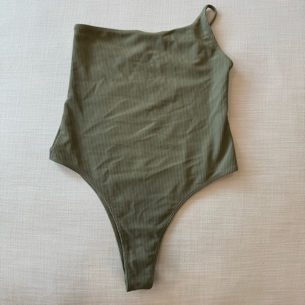Frankie’s Bikinis Eliza Ribbed One Shoulder One Piece Swimsuit